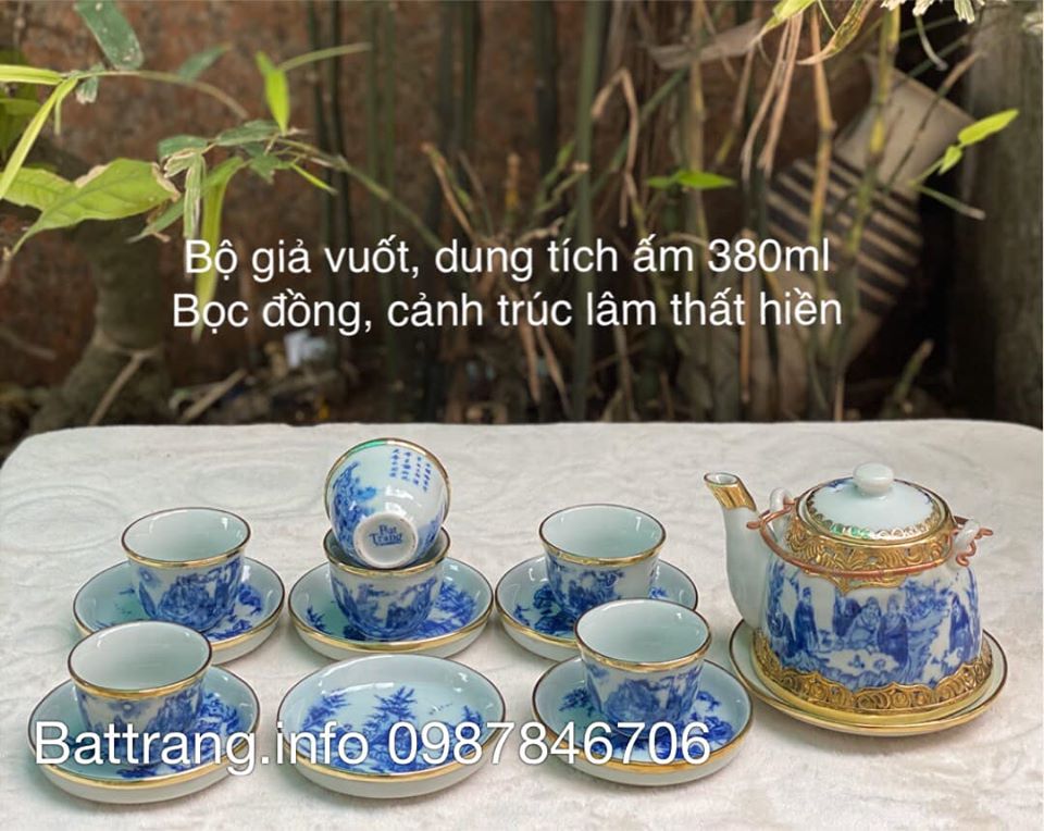 Bộ ấm pha trà gốm sứ Bát Tràng